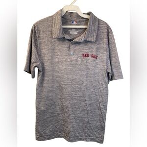 MLB Red Sox Shirt Pullover Collar Buttons Short Sleeve Light Dark Gray Men S ⚾️